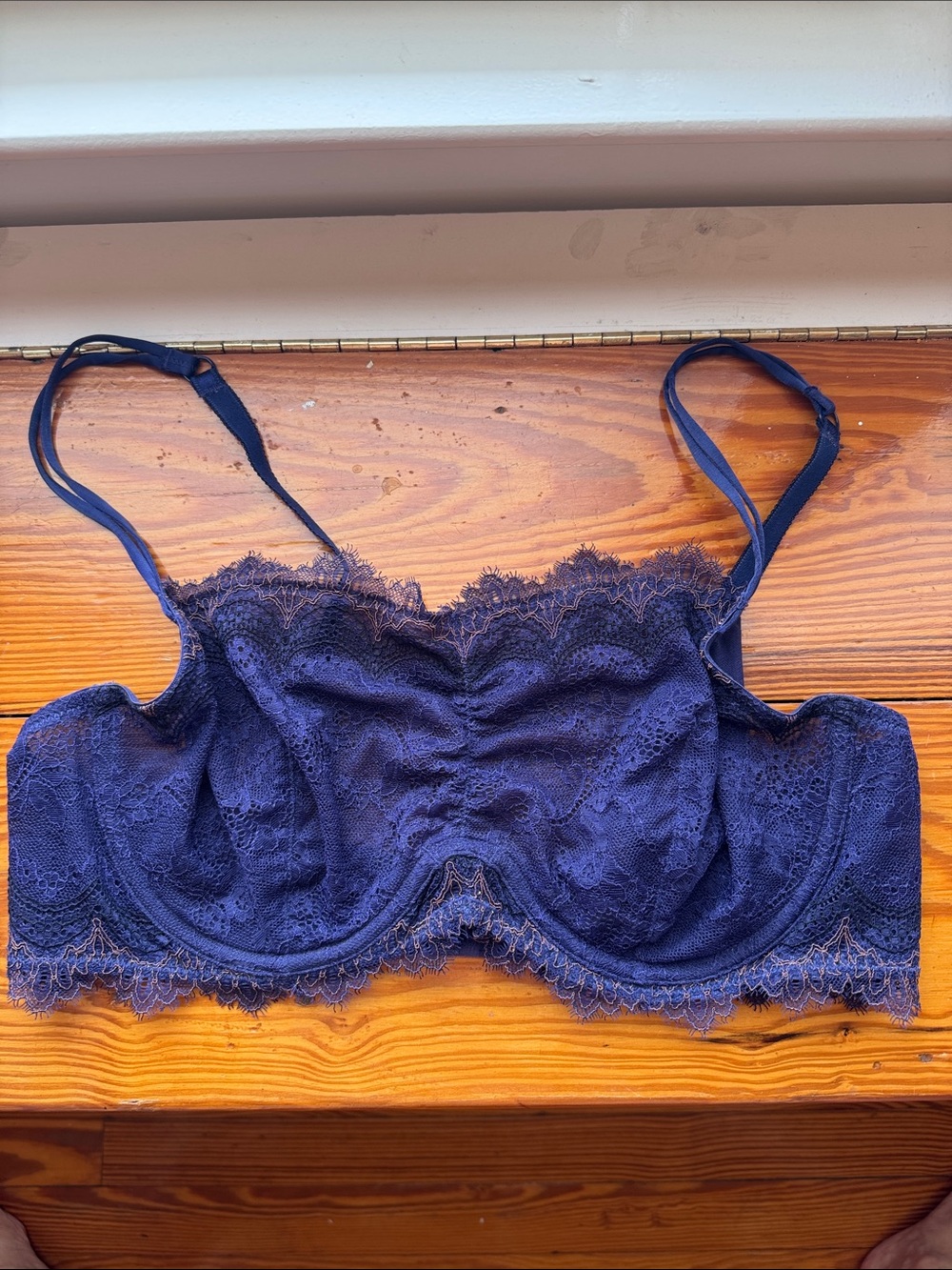 b. tempt’d Purple Lace Balconette Bralette with Scalloped Trim - Never Worn